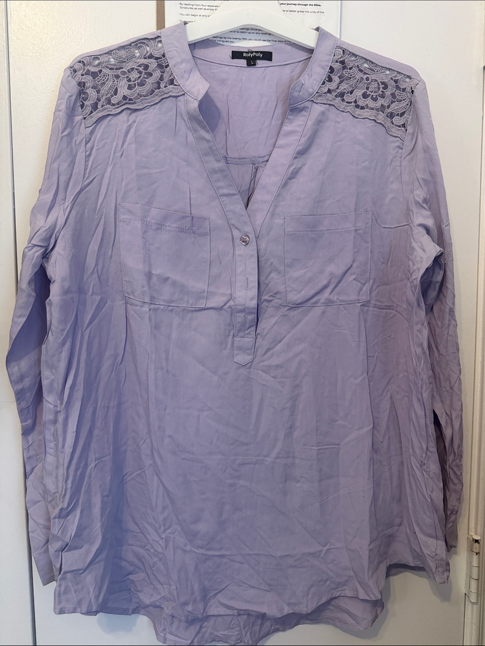 Lavender Lace Yoke Tunic Top - RollyPoly